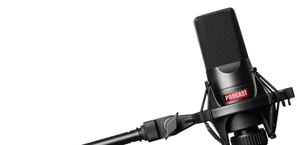 Microfone estúdio para gravação de podcasts isolados — Fotografia de Stock