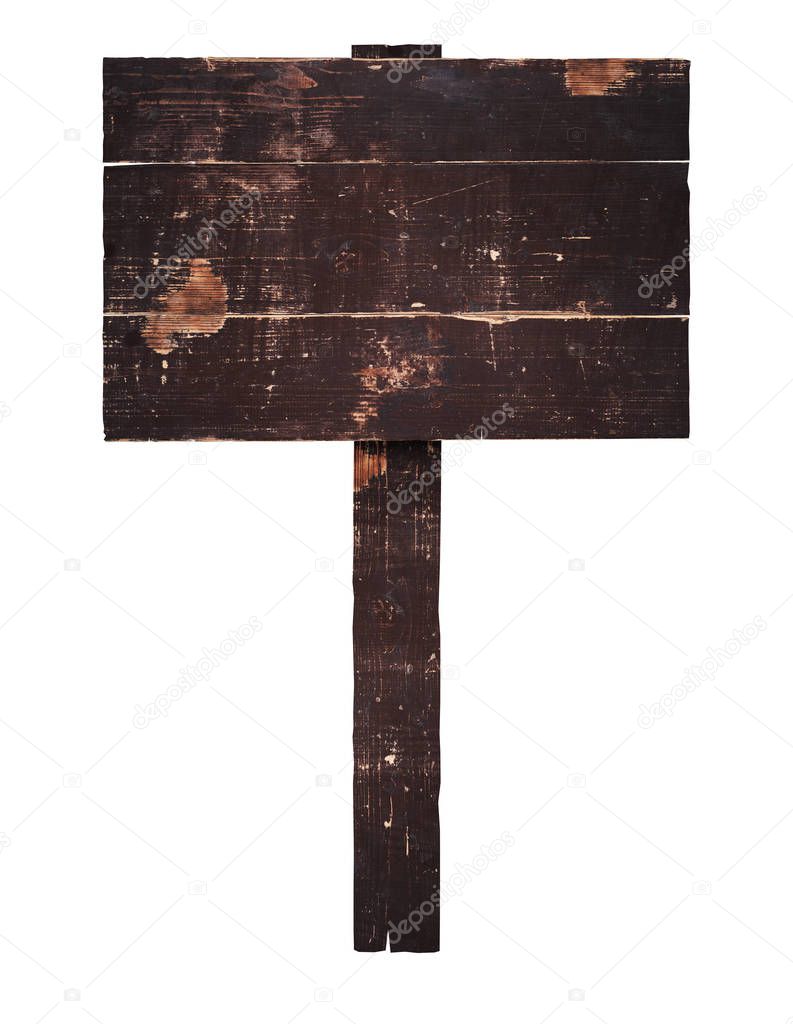 old wooden sign on a stick with place for your text. isolated