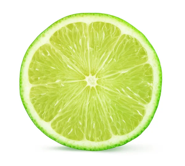 Lime Fruit Cross Section Cut Out Isolated White Background Clipping — Stock Photo, Image