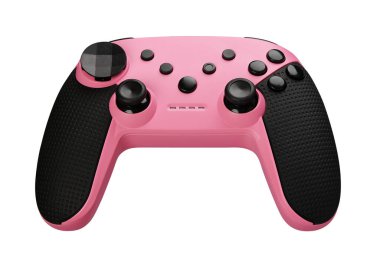 Modern pembe joystick. Video oyunu denetleyici beyaz arkaplanda izole edildi. Kesme yolu