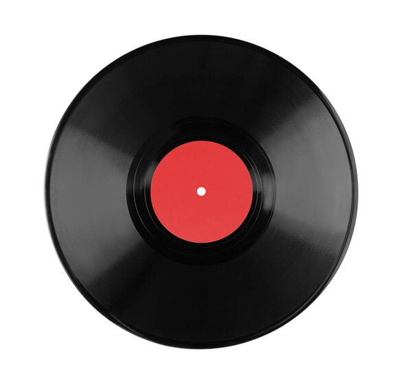 lp vinyl record with blank label isolated on white background. Clipping path