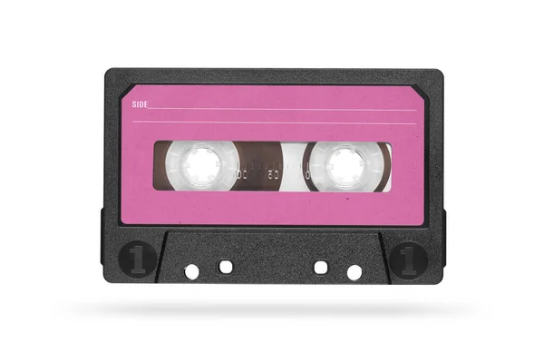 Gamla Ljudband Kompakt Kassett Med Tom Etikett Isolerad Vit Bakgrund — Stockfoto