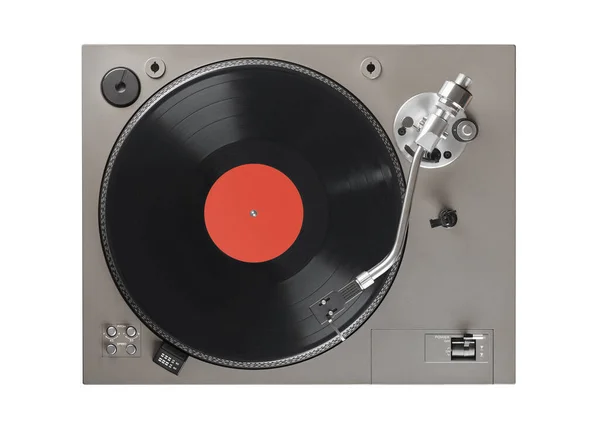 Lpレコードのトップビューと古いターンテーブル クリッピングパス — ストック写真