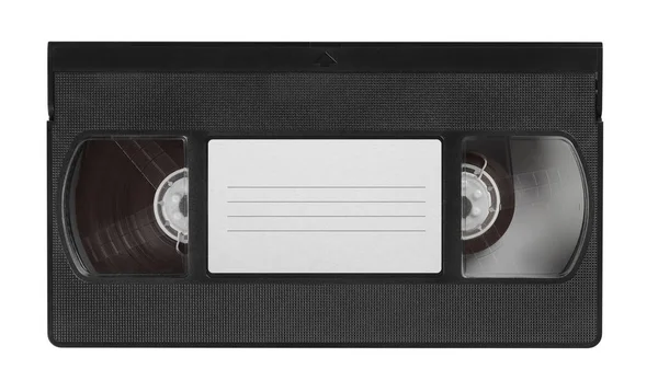 Attrappe Einer Alten Videokassette Mit Unbeschriebenem Etikett Von Oben Isoliert — Stockfoto