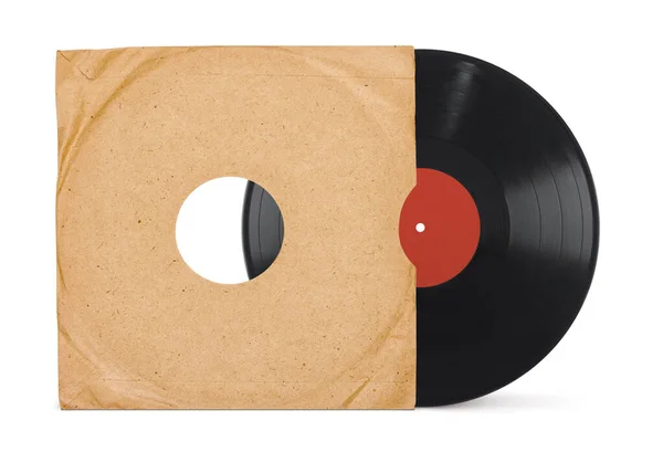 Old Vinyl Record Cover Mockup Front View Isolated White Clipping — Stock Photo, Image