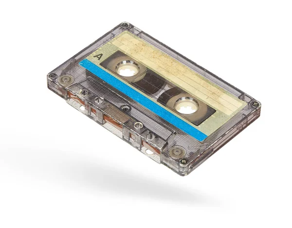 Old Used Audio Cassette Isolated White Background Clipping Path — Stock Photo, Image