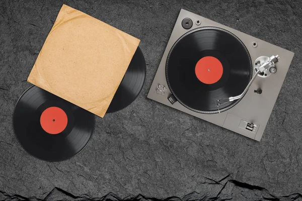 Régi Lemezjátszó Vinyl Rekord Felülnézet — Stock Fotó
