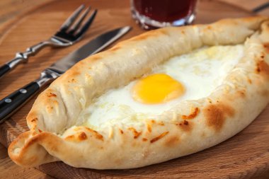 Yumurtalı Khachapuri. Avrupa geleneksel mutfağı