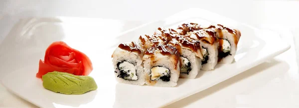 Rolls Sushi Ginger Vassabi — Stock Photo, Image