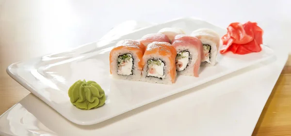 Rollos Sushi Jengibre Vassabi — Foto de Stock