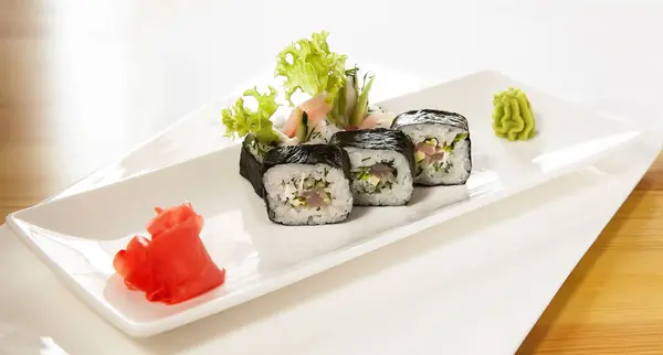 Rolos Sushi Gengibre Vassabi — Fotografia de Stock