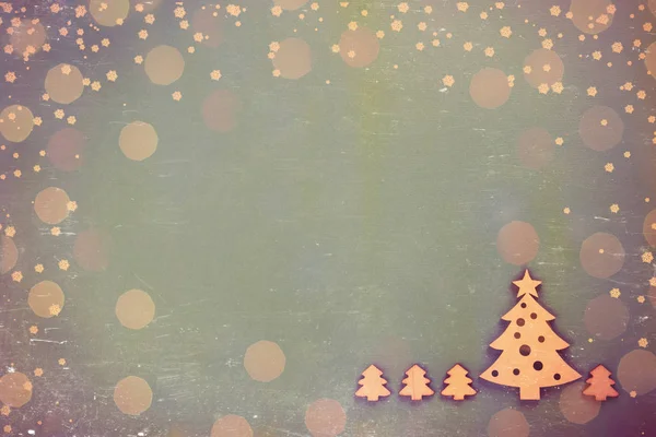 Árvore Brinquedo Madeira Fundo Festivo Com Luzes Natal Ano Novo — Fotografia de Stock