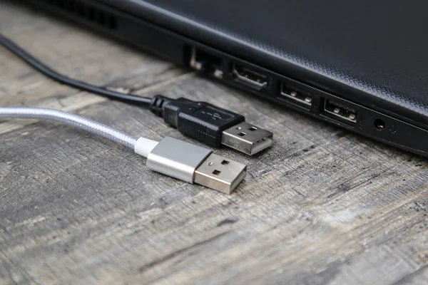 Σύνδεση Του Usb Φορητό Υπολογιστή Τεχνολογικές Λεπτομέρειες — Φωτογραφία Αρχείου