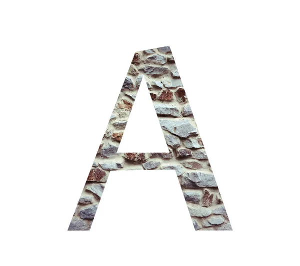 Πέτρα γράμμα γραμματοσειράς A απομονωμένη σε λευκό φόντο. Γράμματα και s — Φωτογραφία Αρχείου