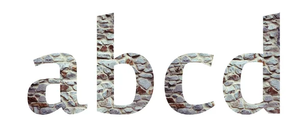 Stenen lettertype letter ABCD geïsoleerd op witte achtergrond. Letters een — Stockfoto