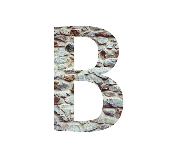 Πέτρινο γράμμα B απομονώθηκε σε λευκό φόντο. Γράμματα και s — Φωτογραφία Αρχείου