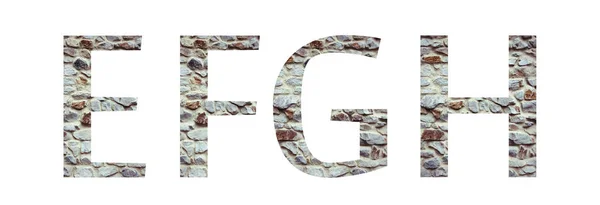 Steinschrift Buchstabe efgh isoliert auf weißem Hintergrund. Buchstaben und — Stockfoto