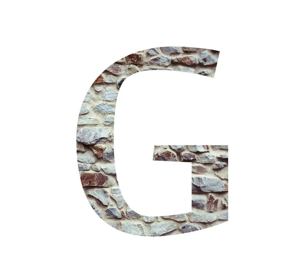 Кам'яна шрифтова літера G ізольована на білому тлі. Літери і s — стокове фото