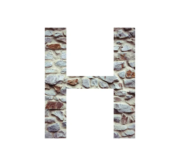 Písmo kamenné písmeno H izolované na bílém pozadí. Písmena a čísla — Stock fotografie