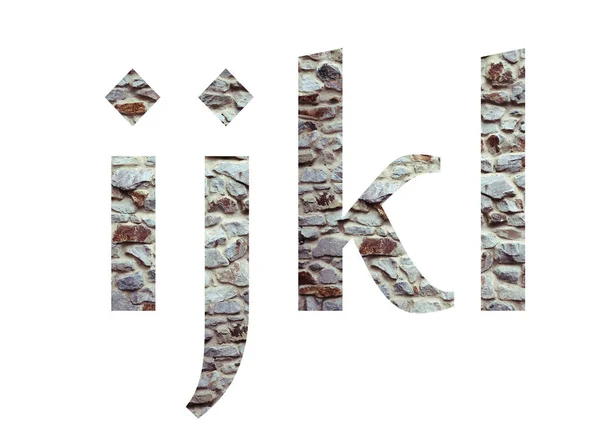 Natuursteen letter Ijkl geïsoleerd op witte achtergrond. Letters een — Stockfoto
