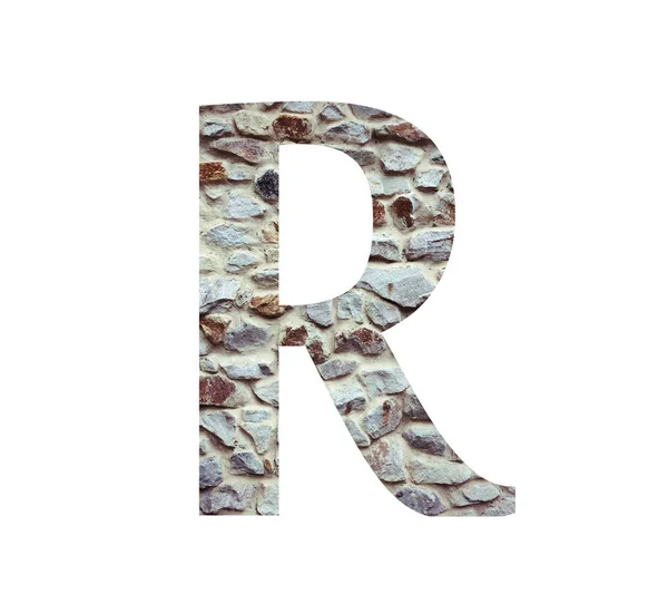 Stone font letter R  isolated on white background. Letters and s — Stock Photo, Image