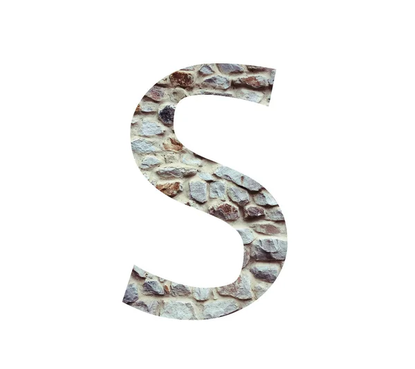 Stone letra fonte S isolado em fundo branco. Cartas e letras — Fotografia de Stock