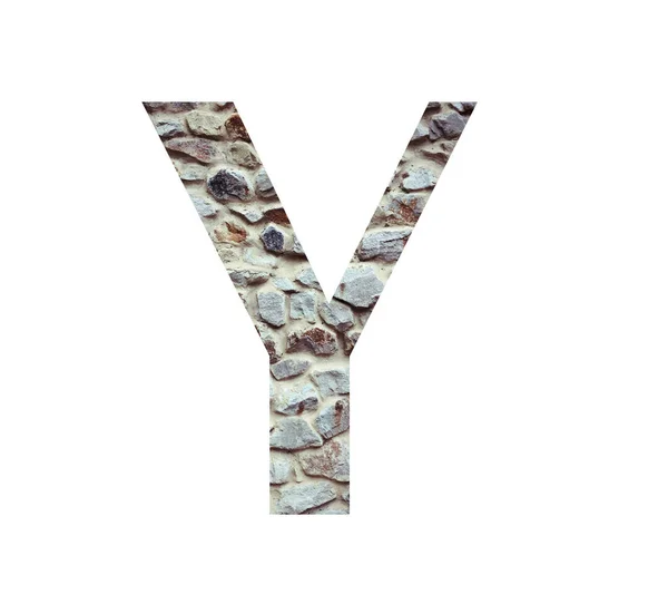 Steinschrift Buchstabe y isoliert auf weißem Hintergrund. Buchstaben und s — Stockfoto