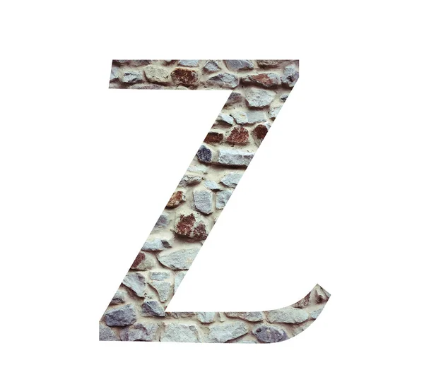 Stone font letter Z isolato su sfondo bianco. Lettere e s — Foto Stock