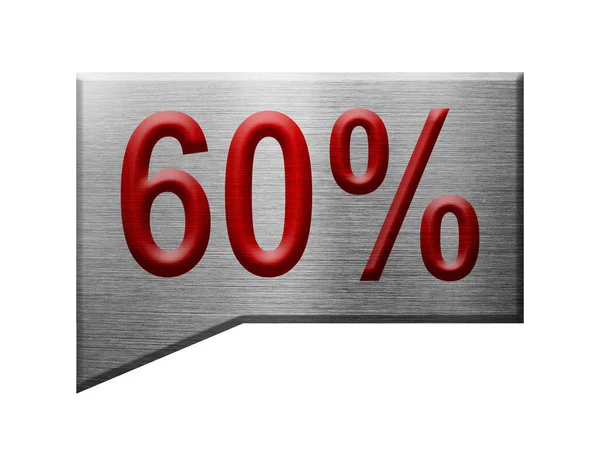 60% červený prodej na kovové desce. Ilustrace pro návrh zásob — Stock fotografie
