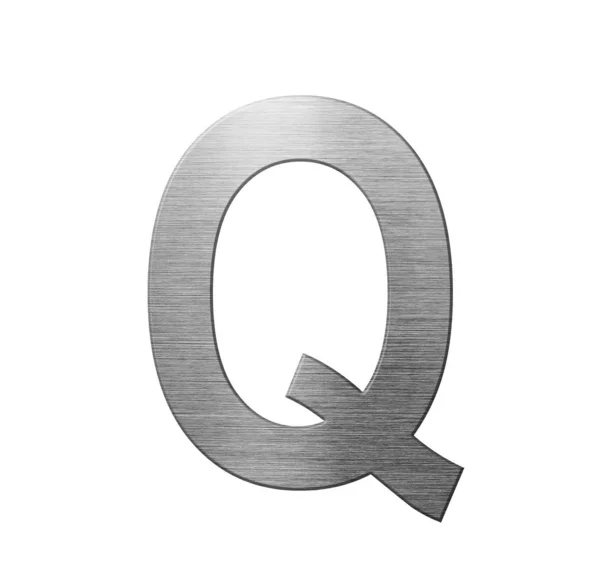 Metallo font alfabeto inglese. Lettera Q da una piastra metallica isolata — Foto Stock