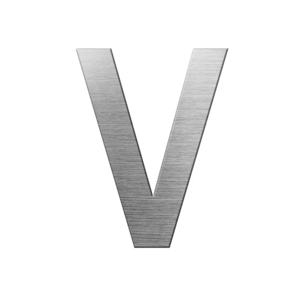 Metal font english alphabet. Letter V from a metal plate isolate — Stock Photo, Image