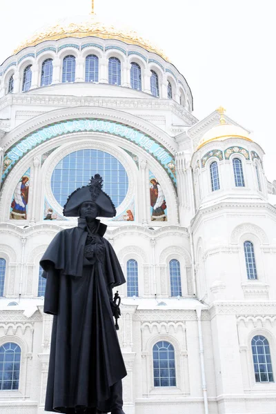 Inverno Rússia Catedral Naval São Nicolau Kronstadt — Fotografia de Stock