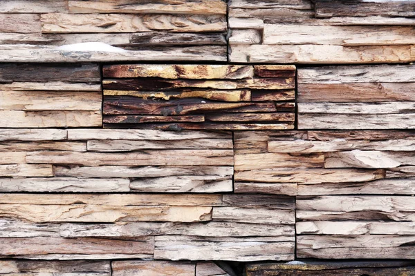 Nice House Wall Made Lot Various Wooden Slices — Stock Photo, Image