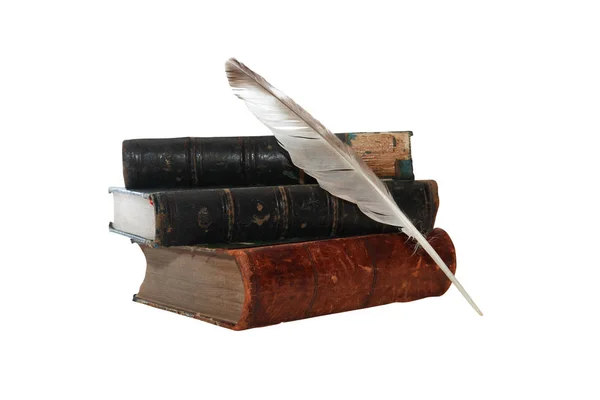 Книги і Quill перо — стокове фото
