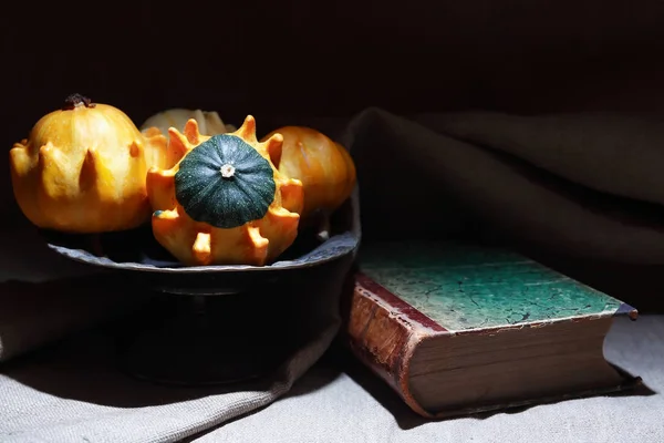 Pumpkins And Book — Stock Photo, Image