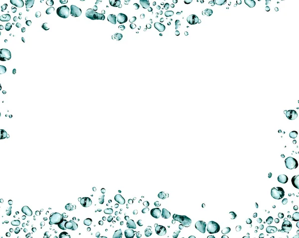 Nice Abstract Blue Water Drops Border White Background — Stock Photo, Image