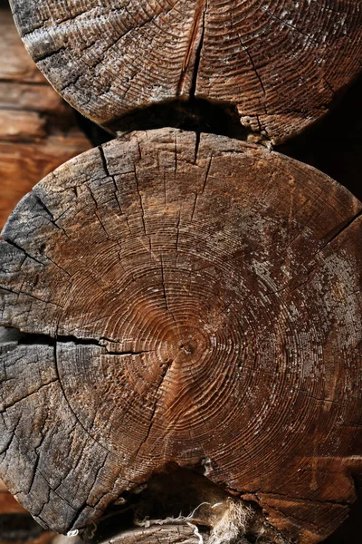 Extreme Closeup Background Old House Corner Made Logs — Stock Photo, Image