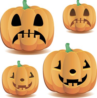 Halloween pumpkins 1 ayarla, illustratio vektör