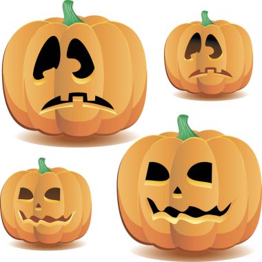 Halloween pumpkins 2 ayarla, illustratio vektör