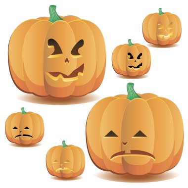 Halloween pumpkins 4 ayarla, illustratio vektör