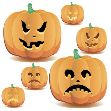 Halloween pumpkins 15 ayarla, illustratio vektör