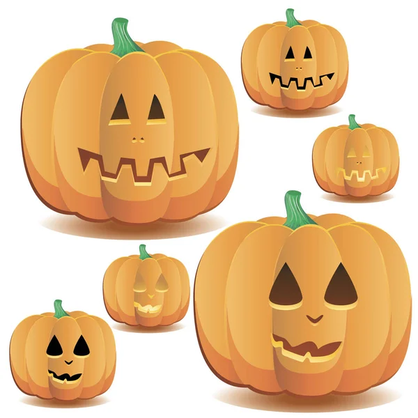 Halloween Pumpkins Ayarla Illustratio Vektör — Stok Vektör