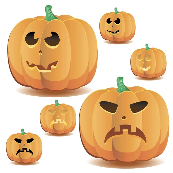 Calabazas Halloween Conjunto Ilustración Vectorial — Vector de stock