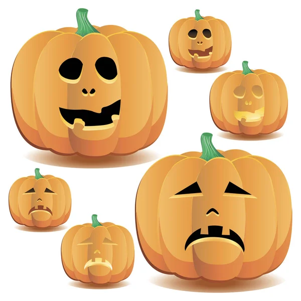 Halloween Pumpkins Ayarla Illustratio Vektör — Stok Vektör