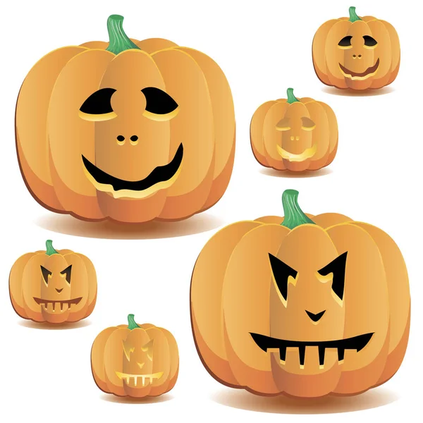 Ensemble Citrouilles Halloween Illustration Vectorielle — Image vectorielle