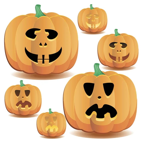 Halloween Pumpkins Ayarla Illustratio Vektör — Stok Vektör
