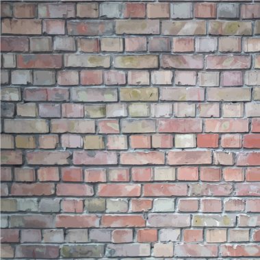 Grunge brick wall, true colors, vector illustration. clipart