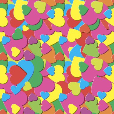 Sorunsuz arka plan parlak canlı kalp, vektör çizim