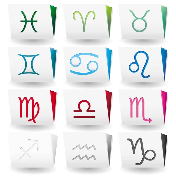 Obejmuje Zestaw Folderów Białych Kolorowych Stron Znaków Zodiaku Górze Umieszczone Ilustracje Stockowe bez tantiem