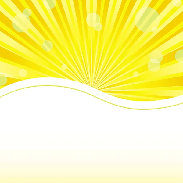 Yellow background with sunshine lights and place for text — Stock Vector